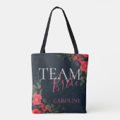 Elegant Peach Sinaasappel Floral Team Bride Brides Tote Bag (Achterkant)