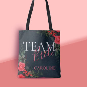 Elegant Peach Sinaasappel Floral Team Bride Brides Tote Bag