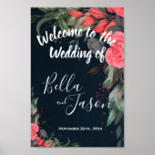 Elegant Peach Sinaasappel Floral Wedding Welcome S Poster (Voorkant)