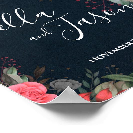 Elegant Peach Sinaasappel Floral Wedding Welcome S Poster (Hoek)