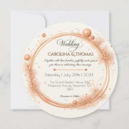 Elegant Peach Sparkle Wedding Script Calligraphy Kaart