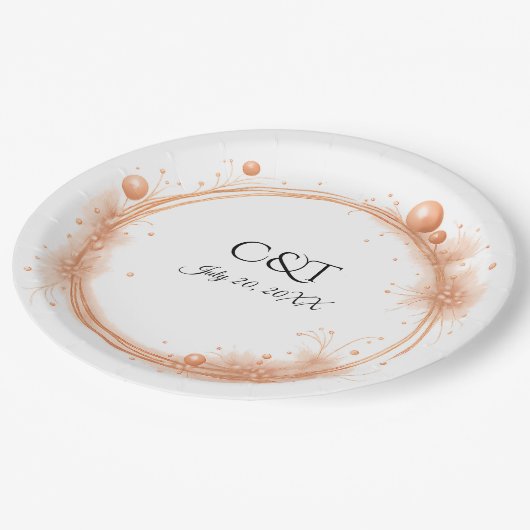 Elegant Peach Sparkle Wedding Script Calligraphy Papieren Bordje (Gekanteld)