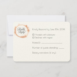 Elegant Peach Sparkle Wedding Script Calligraphy RSVP Kaartje
