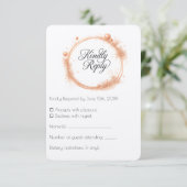 Elegant Peach Sparkle Wedding Script Calligraphy RSVP Kaartje (Staand voorkant)