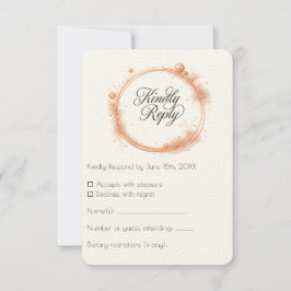 Elegant Peach Sparkle Wedding Script Calligraphy RSVP Kaartje
