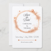 Elegant Peach Sparkle Wedding Script Calligraphy Save The Date (Voorkant)