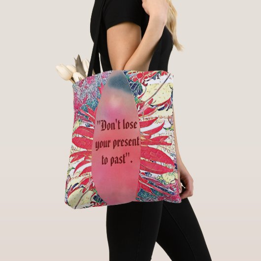 Elegant Peach Struiken Foliage Abstract Art Quote Tote Bag (Dichtbij)