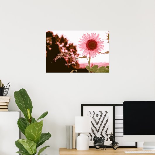 Elegant Peach Sunflower Artwork | POSTER (Thuiskantoor)