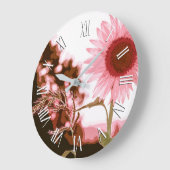 Elegant Peach Sunflower Artwork | Wandklok (Hoek)