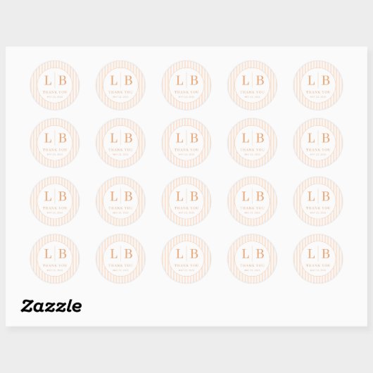 Elegant Peach Thank You Card Ronde Sticker (Vel)