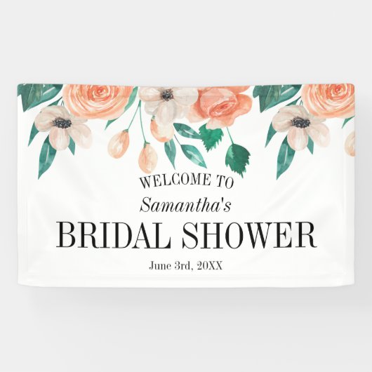 Elegant Peach Vrijgezellenfeest Personalized Spandoek (Horizontaal)