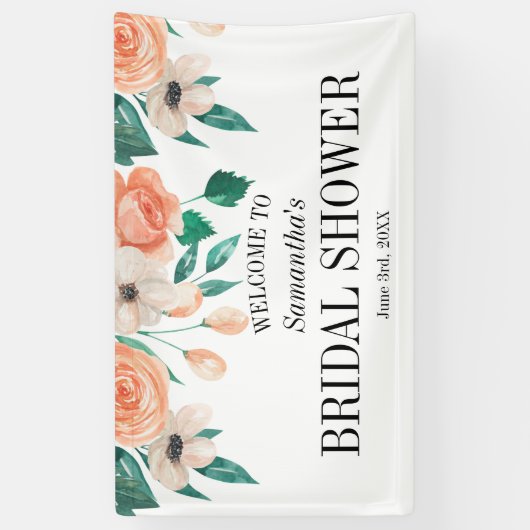 Elegant Peach Vrijgezellenfeest Personalized Spandoek (Verticaal)