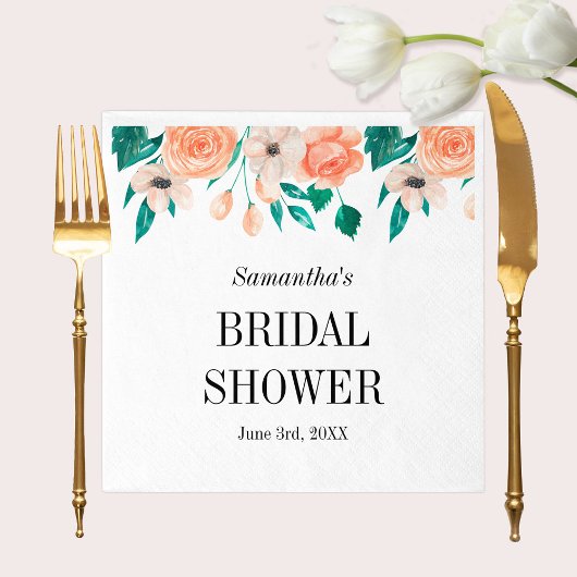 Elegant Peach Vrijgezellenfeest Specialized Floral Servet