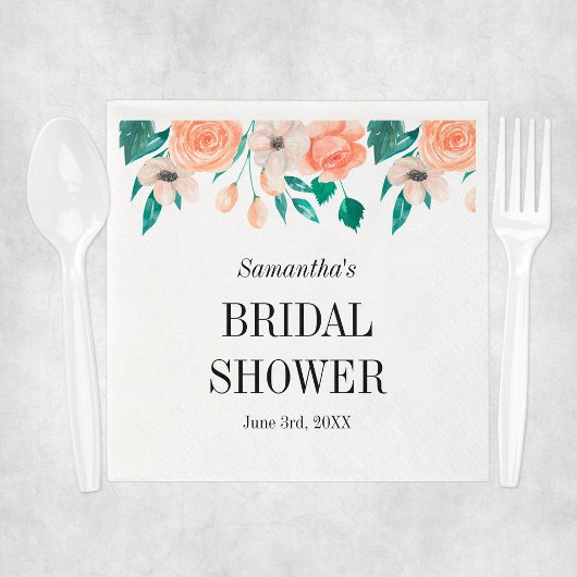 Elegant Peach Vrijgezellenfeest Specialized Floral Servet