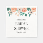 Elegant Peach Vrijgezellenfeest Specialized Floral Servet (Voorkant)