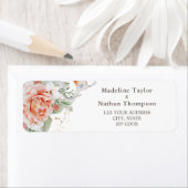 Elegant Peach Waterverf Floral Etiket (Insitu)