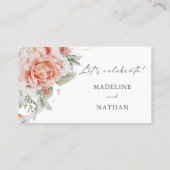 Elegant Peach Waterverf Floral Flat Place Cards Plaatskaartje (Achterkant)