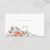 Elegant Peach Waterverf Floral Flat Place Cards Plaatskaartje (Voorkant)