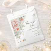 Elegant Peach Waterverf Floral Hartelijk dank voor Bedankzakje (Geknipt)