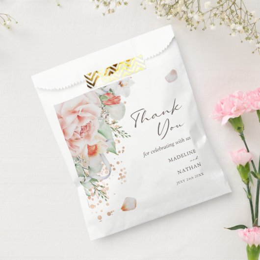 Elegant Peach Waterverf Floral Hartelijk dank voor Bedankzakje (Gezegeld)