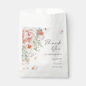 Elegant Peach Waterverf Floral Hartelijk dank voor Bedankzakje (Voorkant)