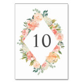 Elegant Peach Waterverf Floral Table Numbers Kaart (Achterkant)