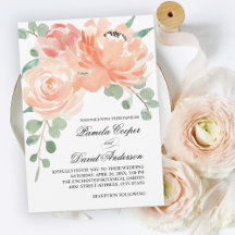 Elegant Peach Waterverf Floral Wedding