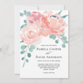 Elegant Peach Waterverf Floral Wedding Kaart (Voorkant)