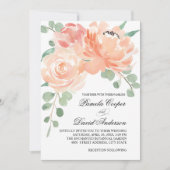 Elegant Peach Waterverf Floral Wedding Kaart (Voorkant)