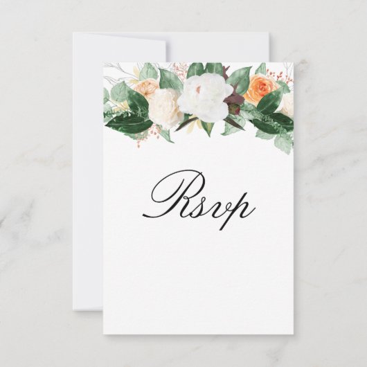 Elegant Peach Waterverf Floral Wedding RSVP Kaartje (Achterkant)