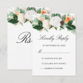 Elegant Peach Waterverf Floral Wedding RSVP Kaartje (Voorkant / Achterkant)