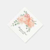 Elegant Peach Waterverf Floral Wedding Servet (Hoek)