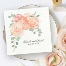 Elegant Peach Waterverf Floral Wedding