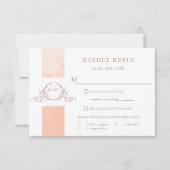 Elegant Peach Waterverf Wedding Monogram RSVP Kaartje (Voorkant)