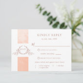 Elegant Peach Waterverf Wedding Monogram RSVP Kaartje (Staand voorkant)