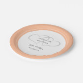 Elegant Peach Wedding Mr & Mrs Names Date Hearts Papieren Bordje (Gekanteld)