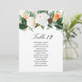 Elegant Peach White Floral Wedding Table Number (Staand voorkant)
