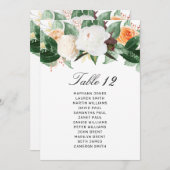 Elegant Peach White Floral Wedding Table Number (Voorkant / Achterkant)