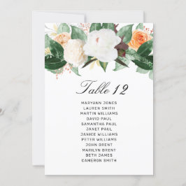 Elegant Peach White Floral Wedding Table Number