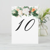 Elegant Peach White Floral Wedding Table Number (Staand voorkant)