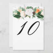 Elegant Peach White Floral Wedding Table Number (Achterkant)