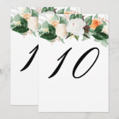 Elegant Peach White Floral Wedding Table Number (Voorkant / Achterkant)