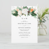 Elegant Peach White Herfst Waterverf Floral Weddin Kaart (Staand voorkant)