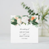 Elegant Peach White Herfst Waterverf Floral Weddin Programmakaart (Staand voorkant)