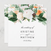 Elegant Peach White Herfst Waterverf Floral Weddin Programmakaart (Voorkant / Achterkant)