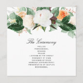 Elegant Peach White Herfst Waterverf Floral Weddin Programmakaart (Achterkant)
