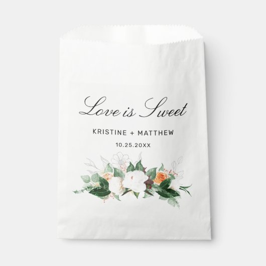 Elegant Peach White Waterverf Floral Fall Wedding Bedankzakje (Voorkant)