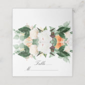 Elegant Peach White Waterverf Floral Fall Wedding Plaatskaartje (Buitenkant ongevouwen)