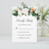 Elegant Peach White Waterverf Floral Fall Wedding RSVP Kaartje (Staand voorkant)
