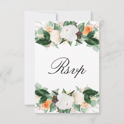 Elegant Peach White Waterverf Floral Fall Wedding RSVP Kaartje (Achterkant)